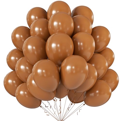 Image of KALOR 10 Inch Retro Brown Balloons, 100 Pcs Latex Helium Balloons for Kid's Birthday Party Baby Shower Wedding Graduation Graduation Party Decorations