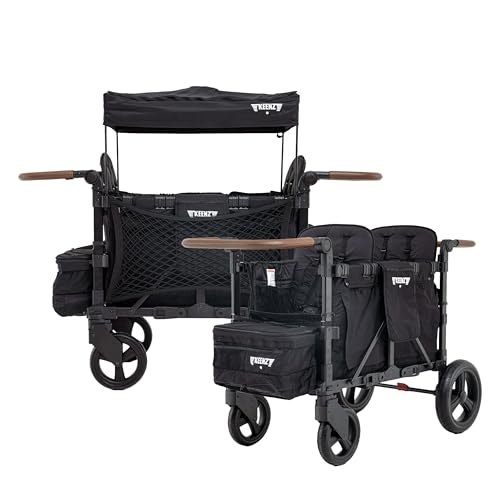Image of Keenz XC EVO- Luxury Comfort Stroller Wagon | Foldable 2 Passenger with Adjustable Canopy | Black