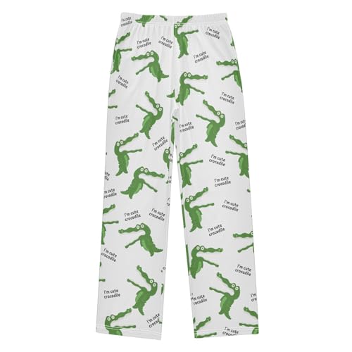 ZZXXB Cute Crocodile Boys Long Pants Soft Trousers Elastic Waist Kids Lounge Bottoms with Pockets S-XL