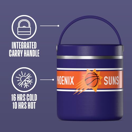 Image of Hydrapeak x NBA Officially Licensed Phoenix Suns 25oz Stainless Steel Vacuum Insulated Thermos Food Jar with Handle, Wide Mouth Leak-Proof Soup Thermos for Adults, 10 Hours Hot and 16 Hours Cold
