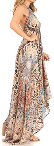 Image of Sakkas Lizi Womens Maxi High-Low Halter Handkerchief Long Dress Beach Party