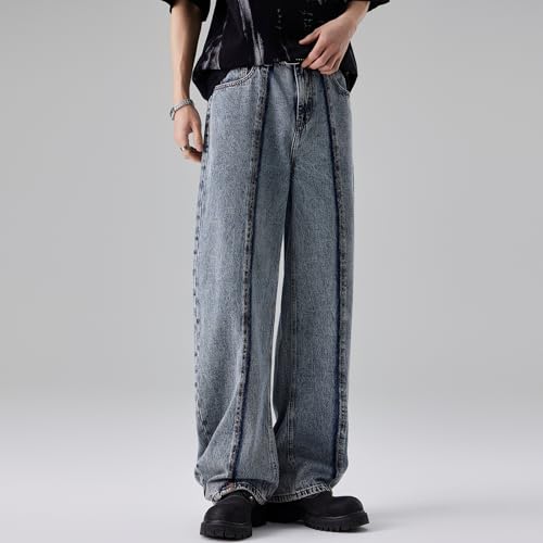 Vintage Blue Washed Ripped Distressed Street Style Straight Distressed Jeans for Men3