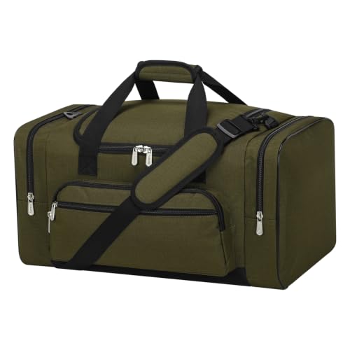 Image of 40L Gym Bag Sport Duffle Bag, 20 inch, Olive Green | Multi Pockets, Sturdy, Durable For Weekender, Travel, Workout, Training