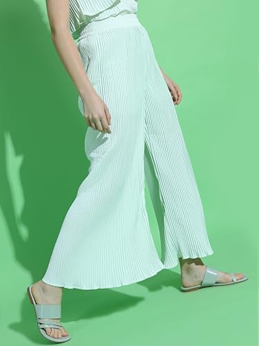 Image of Tokyo Talkies Women's Flared Wide Leg Trousers| Mid-Rise