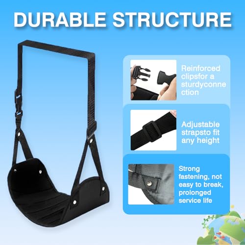 Fhzrlp CA-BLACK-2P Airplane Foot Rest,Portable Foot Hammock For Plane Travel,Footrest thumb #2