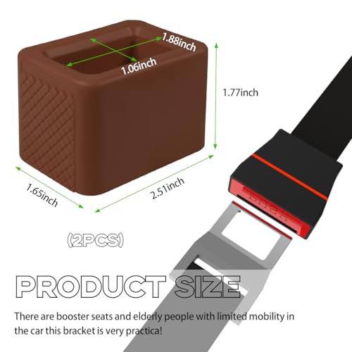 Image of Augeny 2 PCS Seat Belt Buckle Holder, Silicone Auto Rear Seatbelt Buckle Booster to Makes Receptacle Stand Upright for Easy Access, Universal Vehicle Seatbelt Buckle for Kids (Coffee)