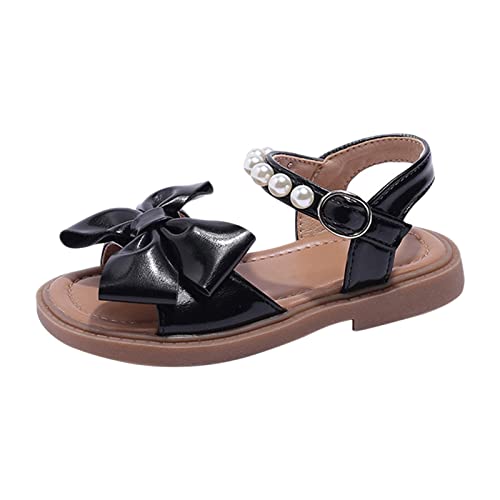 Newborn Toddler Baby Girl Sandal Breathable Anti-Slip Soft Sole Shoes First Walkers Crib Dress Shoes (Black, 8 Toddler)