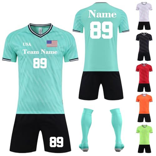 TOMIYO Custom Soccer Jersey with Name Logo Number,Personalized Soccer Jersey Shirt and Short for Boys Men Players