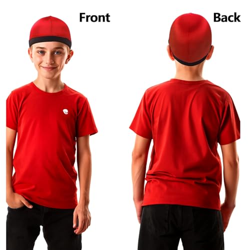 3 Pcs Satin Skull Cap Soft Wave Cap Helmet Liner Elastic Skull Caps Sweat Hat for Sport Football Basketball Ski Cycling Outdoor Activities(Red Blue Black)4