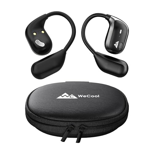 Image of WeCool Moonwalk M2 Pro Open Ear Earbuds Wireless with Ergonomic Ear Hooks, Bluetooth 5.4 Ows Earphones with Call Noise Reduction, Ear Safe Headphones with Mic, 60H Playtime, Leather Zip Case, IP55