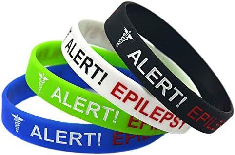 4Pcs Medical Alert Epilepsy Silicone Bracelet, Adult Epilepsy Warning Elastic WristBand