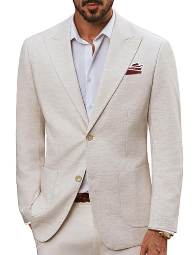 PJ PAUL JONES Mens Blazer Cotton Linen Suit Jacket Lightweight Casual Blazer Jackets with Pockets
