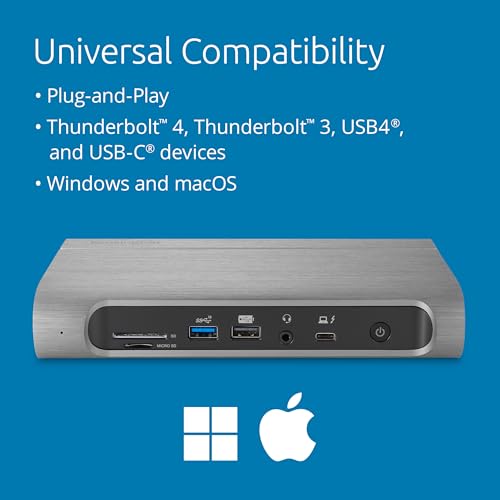 Image of Kensington SD5800T Thunderbolt 4 and USB4 Quad 4K Display Docking Station, 100W Charging, 2 x HDMI, 2 x DP, 2.5G Ethernet, Card Readers, for Windows /MacOS (K32856NA) (Pack of 6)