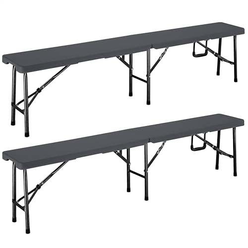 Casaria® 2er Set Bierbank Klappbar Kunststoff 8 Personen 183cm Klappbank Bierbänke Faltbar...