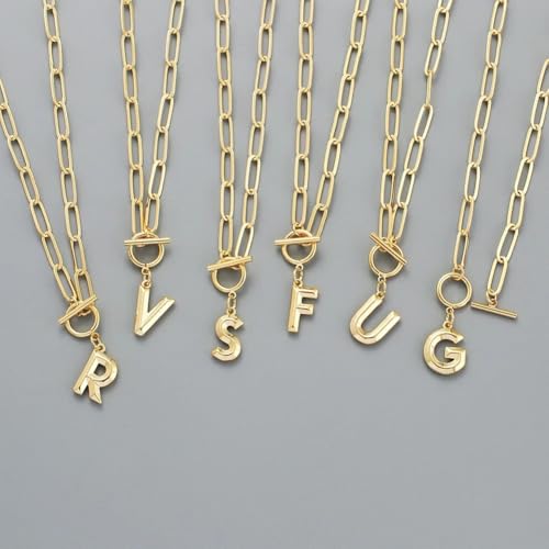 Collier long initial pour femmes - Idée cadeau avec fermoir à bascule - 3