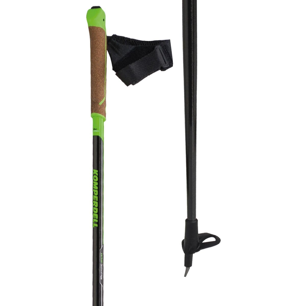 Komperdell Nordic CX-80 National Team Ski Poles, Black/Lime, 150cm