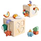 ​Twefex Pull String Activity Toy, Montessori Toys for Babies 6-12 Months, Wooden Activity Cube Baby Sensory Toys for 1 Year Old Boy Girl, Early Learning Baby Infant Toys 6 to 12 Months