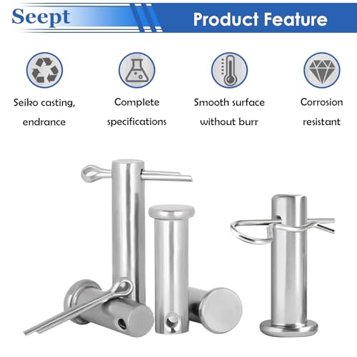 Image of 132Pcs Clevis Pin Assortment Kit - 304 Stainless Steel Cotter Pins & Carbon Steel Clevis Pins for Trailer Latch - Single Hole Clevis Pins for Versatile Use