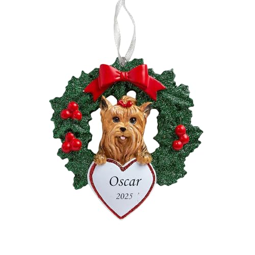 Holiday Treasures 2026 Yorkshire Terrier Holiday Wreath Christmas Ornament