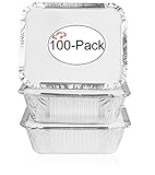 Tiger Chef Oblong Tin Foil Pans with Lids, Disposable Aluminum Freezer to Oven Safe Containers, 1-Pound, for Takeout, Baking, Cooking, Storing and Freezing (100,1-Pound with Board Lids)