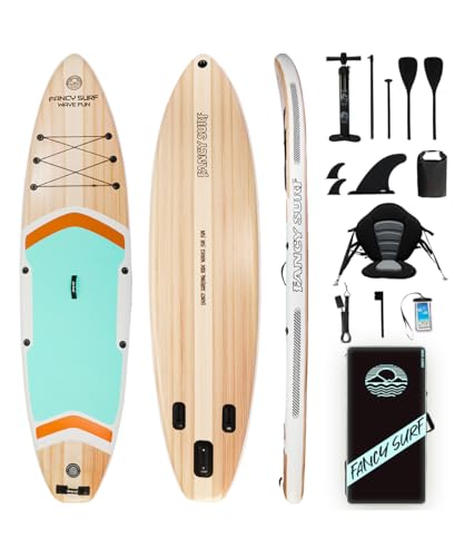 Paddle Gonflable Adulte 351×89 cm, Charge 200 kg Livrée avec Pompe, dérives, Sac à Dos...