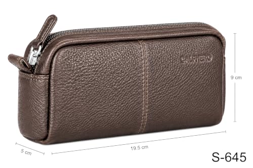 Image of Calfnero Genuine Leather Toiletry Bag for Men & Women | Premium Leather Travel-Pouch | Toiletry Organizer | Cosmetic & Shaving Kit Bag | Unisex Travel Dopp Kit (Brown)
