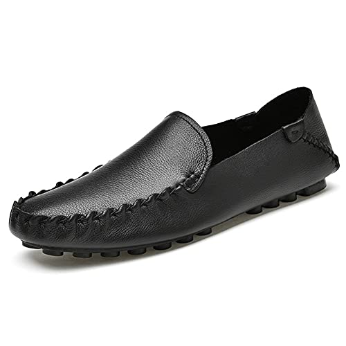 Mocasines de cuero para hombre con tacón plano y suela flexible antiderrapante
