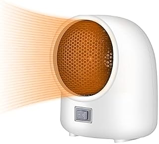Foreverup Electric Fan Heater, 400W Portable Mini Efficient Electric Heater, PTC Ceramic Heater with Thermostat for Home, Office Space Or Travelling, Low Noise, Low Energy, Fast Heating (White)