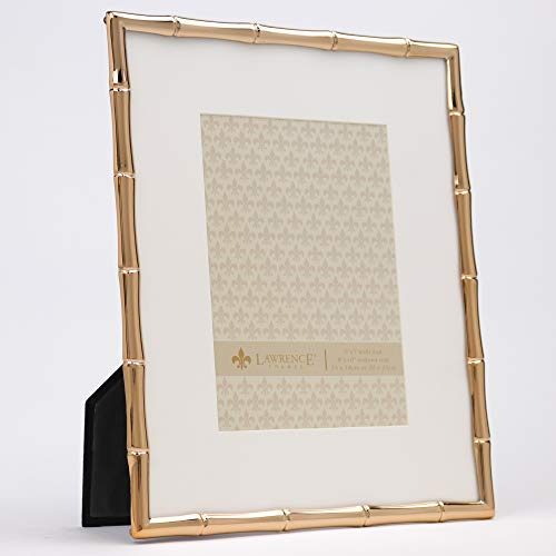 Lawrence Frames Bamboo Design Metal Frame, 8X10, Matted 5X7, Gold #TOP1