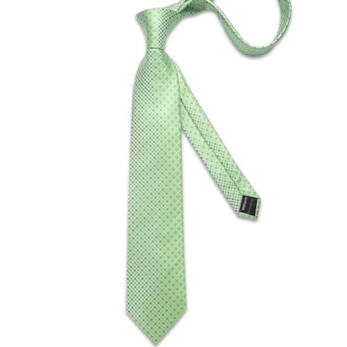 Image of DiBanGu Plaid Ties for Men Silk Checkered Necktie and Pocket Square Cufflinks Tie Clip Set with Gift Box for Wedding Business
