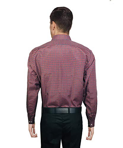 Image of PROLIFE Men's Regular Fit Formal Full Sleeves Shirt (RED-Grey Check)