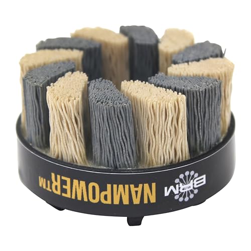 Image of Brush Research ADT6018320 Nampower Turbine Style Abrasive Disc Brush, Combination Silicon Carbide /Ceramic Filament, 60mm Diameter, 18mm Bristle Length, 320 Grit (Pack of 1)