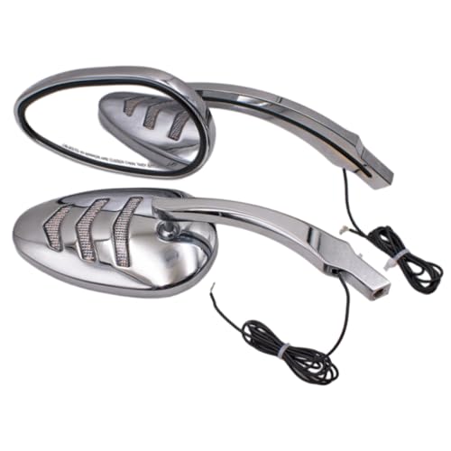 Riloer 1 paire de rétroviseurs modifiés pour moto avec clignotants à LED, Rétroviseurs latéraux en argent avec clignotant LED ambre Compatible avec...