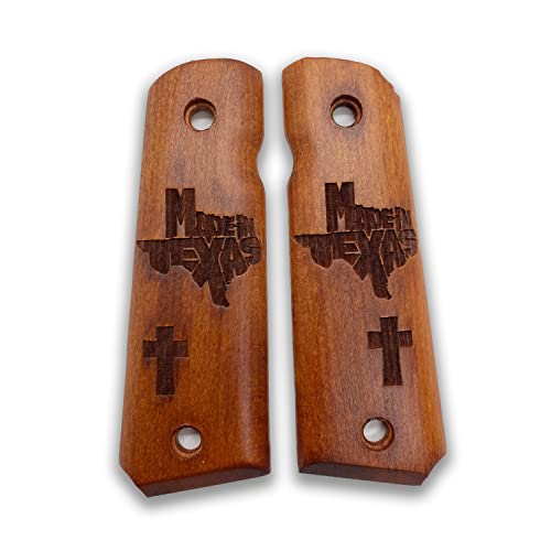 Poignée Colt 1911 bois de noyer gravée main style Texas, le cadeau de collection idéal