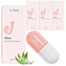 JILL Glow After Shave Cream for Face Post Shave Dermaplane Moisturizer with Jojoba Oil, Aloe Vera, Hyaluronic Acid & Niacinamide Redness & Irritation Relief 4 Pack, 0.2oz Each