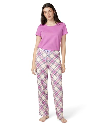 Image of HUE Women's Sleep and Lounge Pajama Separates, Late Summer & Fall Collection, Egret Woodlands Plaid - Sleep Pant, Medium