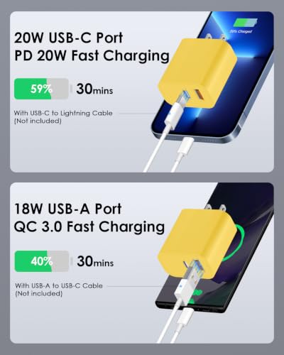 Image of [2 Pack] 20W USB C Charger Block Fast Charging Multiport Adapter