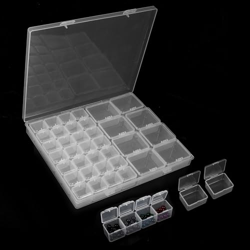 Jeqqinuz Schrauben Sortierbox Sortierboxen für Kleinteile Boxen Aufbewahrung Sortierkasten Kunststoff Setzkasten Zubehör Diamond Painting für Ohrstecker, Maniküre, Perlen, Strasssteine