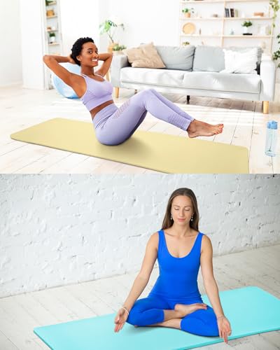 Image of Woanger Yoga Mats (72x24) 3 /8 Inch Thick Exercise Yoga Mat for Home Workout with Strap Non Slip Pilates Gym Supplies for Women Men