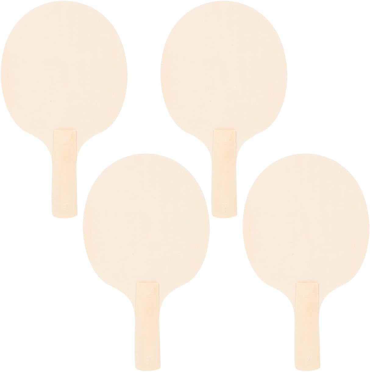 COHEALI 4-Pack Unfinished Wooden Ping Pong Paddles - DIY Customizable Table Tennis Racket Blanks for Indoor Outdoor Family Fun