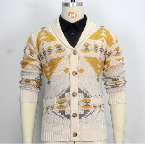 Men's Cardigan Sweaters Lightweight Aztec Print Knitted Sweater Button Down Autumn Vintage Sweater4
