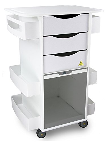 TrippNT 51728SMOKE High Density Polyethylene/ABS/PETG MRI Core DX Lab Cart with Smoke Sliding Door, 23" W x 33" H x 19" D, White