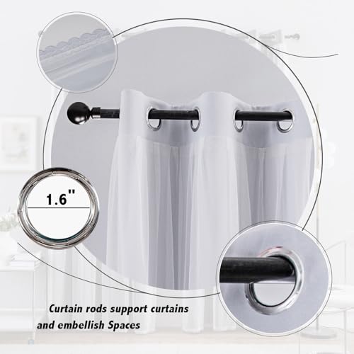 Image of Anytime Double Layer Blackout Curtains 2 Panels,52Wx84L,Greyish White | Sheer And Fabric Window Drapes Grommet Top Solid Color Bedroom Living Room Home Decor
