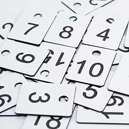 Etiquetas de identificación numeradas 1-100 con agujero, plástico ABS rectangular blanco 6
