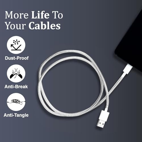 Image of Techmount Silicone Protective Cover with Silver Data Cable Potector Compatible with 29W /30W /35W MacBook Adapter Compatible with MacBook Air M2 M1 13 inch Models A2681 A2337 A2179 2020 (ONLY Cover)