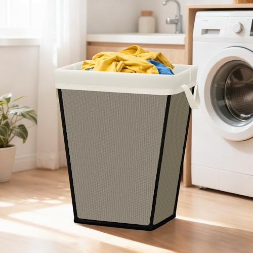 Image of STO STO 75L Laundry Hamper, Space Saving Freestanding Clothes Basket with Iron Frame, Dirty Clothes Storage Bin with Removable Washable Liner for Bedroom, Bathroom, Dorm, Closet, Apartment, Beige