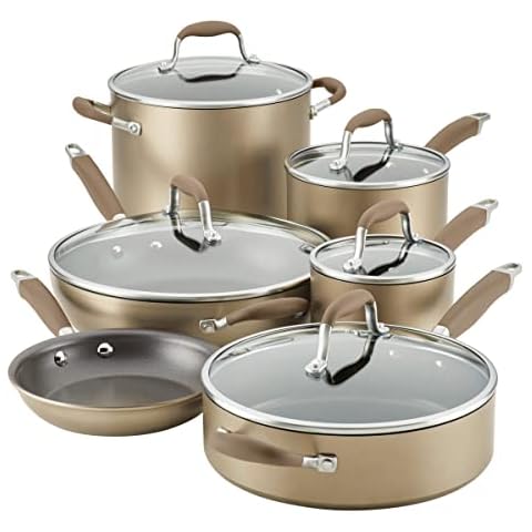 Anolon Advanced Home Hard-Anodized Nonstick 11-Piece Cookware Set (Bronze) Cover
