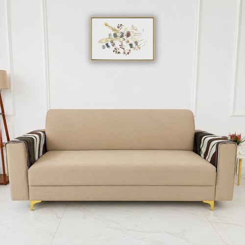 Image of Homerz Premium 'Luxe Series' Holland Velvet Sofa Cover | Smooth Finish | Anti-Skid Fleece Backing | Soft Touch Couch Seater Protector for Living Room Dustproof (Ocean Crest, 2 pc Armrest, Armrest)