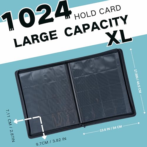 Image of 1000+ Pockets Trading Card Binder, 16-Pocket Card Ablum Compatible with MTG,Sports Cards & Other Standard Size Trading Cards (LIGHT BLUE)