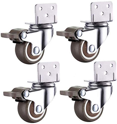 Roulettes de meuble silencieuses en caoutchouc MU charge 160 kg support en L avec frein